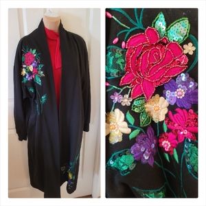 Unworn sequined duster coat